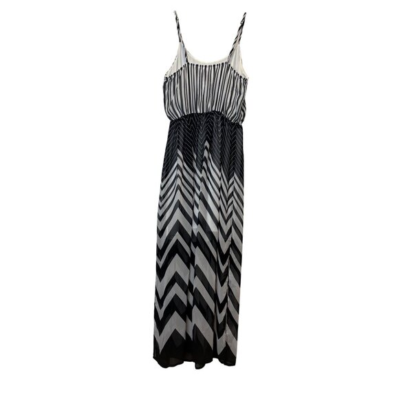 Candies‎ Black & White Chevron Striped Maxi Dress S Retro Y2K Adj Straps Lined - Picture 4 of 10